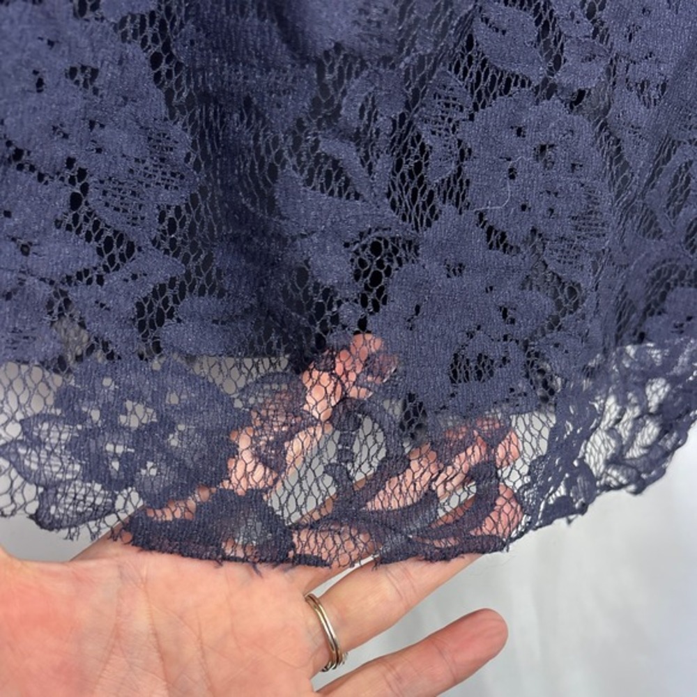 Amsale Dress Women's Size 8 Navy Blue Lace Floor Length Classic Formal‎ Gown - Picture 10 of 16